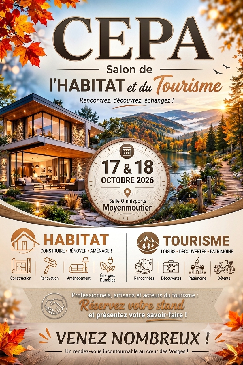 Affiche du Salon de l'Habitat et du Tourisme - 17 & 18 octobre 2026 à Moyenmoutier